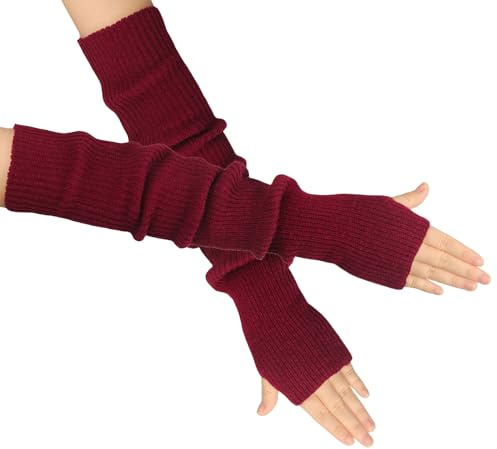 OTKARXUS Armstulpen Damen,1 Paar Lang/Kurz Fingerlose Handschuhe Stricken mit Daumenloch,Winter Warme Pulswärmer Fäustlinge für Frauen Damen Mädchen
