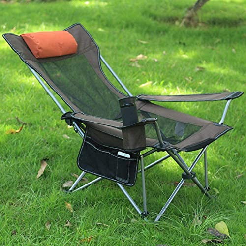 ONWEE Tragbarer klappbarer Campingstuhl mit Armlehne, Leichter Liegestuhl mit Getränkehalter, bequemer Stuhl für Picknick, Wandern B Vision