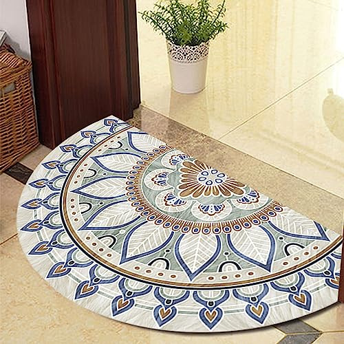 Guest Ruyunlai Half Circle Rug Front Personalised Doormats Entrance Door Welcome Indoor Mats Round Outdoor Outside Inside Rug For Back Door blue flame 40x60cm