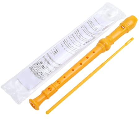 Soprano Recorder Yellow 8 Holes with Cleaning Rod German Style C Key Recorder for Kids Beginners and Students