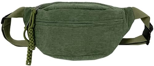 Eniyou Bauchtasche Damen Cord Modische Umhängetasche Cord Unisex COR-d Bauchtasche mit Schultergurt Einstellbar für Outdoor-Aktivitäten und Reisen Grün