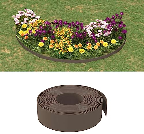 ZEYUAN Rasenkanten 5 STK. Braun 10 m 15 cm Polyethylen, Beetumrandung, Rasen Rakel, Rasenabgrenzung, Lawn Egde, Rasenkantenband