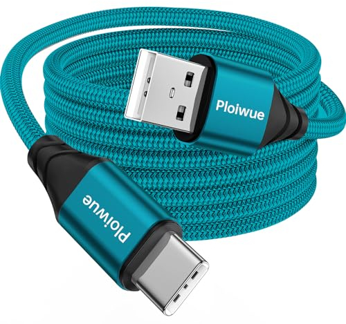 Cavo USB C da 6 m, extra lungo, USB C, in nylon intrecciato, PS5, cavo di ricarica USB tipo C, per Samsung Galaxy S22, S21, S20, S10, S8, Note 10, 9, 8, PS5, Huawei P30 P20, LG V30 V20 (verde)