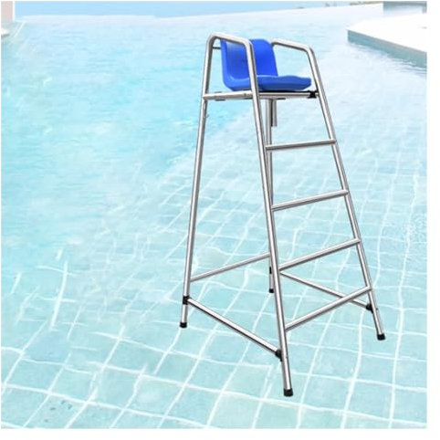 JLXJYS Chaise de sécurité pour Piscine de 180cm de Haut, Chaise de Sauveteur en Acier Inoxydable 304 pour la Plage au Bord de la Piscine, Tabouret d'échelle Amovible très résistant