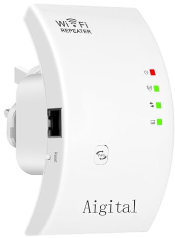 Aigital 2024 Newest WiFi Repeater, 300Mbps WiFi Extenders for Home, Single Band WiFi Range Extender, Internet Booster with Ethernet Port, Supports Access Point, Wall Plug Design, WPS Setup
