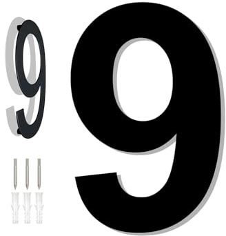HKFENG Grands numéros de maison flottants en acier inoxydable 304 pour l'extérieur - 20,3 cm - Numéro de porte à visser - Numéro de porte pour l'extérieur - Facile à installer - Noir mat