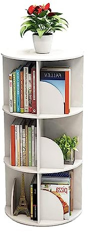 GaRcan Flexible Bücherregale, um 360° drehbares Bücherregal, 1–6 Etagen, stehendes Bücherregal, rund, weiß, Bücherregal, Kleiner Raum, Zuhause, Eck-Bücherregal, Organizer, perfekte Möbel (weiß 97 cm)