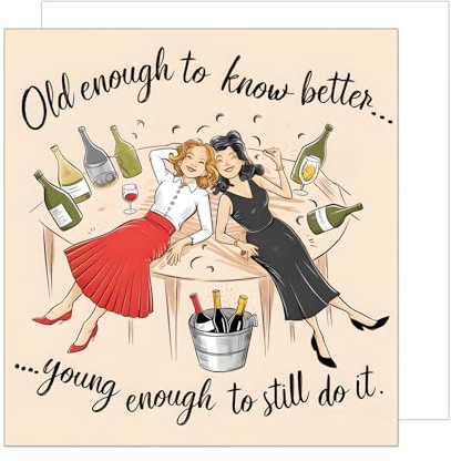 Edition Seidel Premium quadratische Geburtstagskarte mit Umschlag. Glückwunschkarte Happy Birthday Billet Karte mit Spruch für Frau Freundin Wein anstoßen (GQ291 SW024)