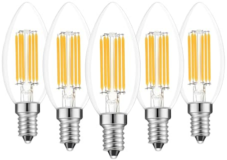 Lamsky E14 LED Bulb Dimmable,110V 600LM 60W Equivalent Warm White 3000K,E14 European Base Candelabra Light Bulbs for Turkish Lamp,European Chandeliers(5-Pack)