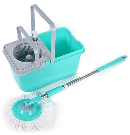 OYWEHECE Spin-Mopp- und Eimer-Set, Mop- und Eimer-Sets, 360°-Spin-Mopp-Eimer mit Wringer und Teleskopstiel, Bodenwischer zum Reinigen von Hartholz-Laminat-Fliesenböden