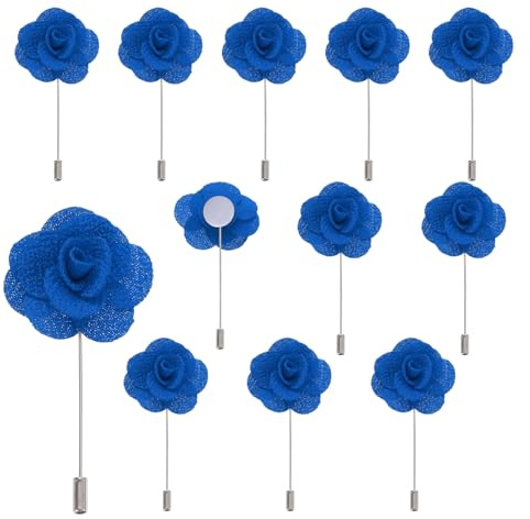 QUARKZMAN 12 Stück Blaue Kamelien Ansteckblumen Knopflöcher Taschenanstecker Pins für Hochzeitszeremonie Jubiläum Abschlussball Formelles Abendessen Party