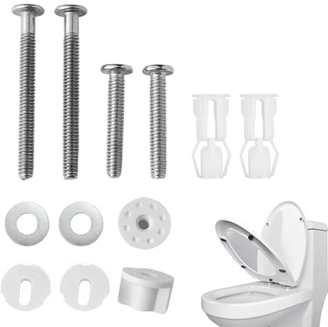 2Pairs Toilet Seat Screws Replacement White Universal Toilet Seat Fixing Set Toilet Seat Fixing Screw Toilet Seat Fixing Kit for Toilet Covers Replacement Expanded Rubber Top Nuts Screws