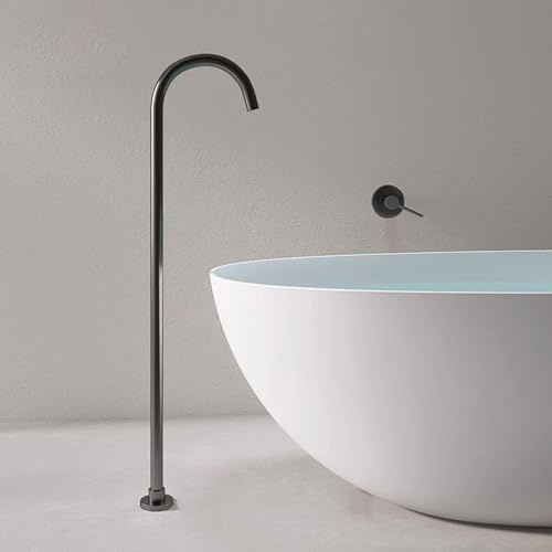 BiaoTeng Mischbatterie Badewanne Freistehend Heiß und Kalt Messing Einhebelmischer Wandmontage Unterputz Badewannenarmatur Freistehend Grau