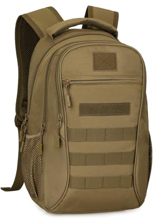 HUNTVP Sac Militaire 15L Petit Sac à Dos de Randonnée Tactique Sacs Molle Sac à Dos Cartable pour L'école Voyage Cyclisme Camping Trekking Outdoor Loisir (Marron-15L)