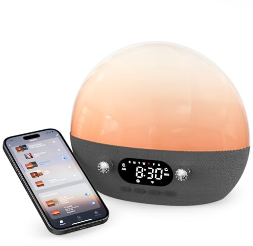 Dekala Wake-Up Light & White Noise Machine, APP-Steuerung Einschlafhilfe Baby, 11 beruhigende Klänge, Sonnenaufgang Wecker mit Nachtlicht, Soundmaschine für Babys, Kinder & Erwachsene