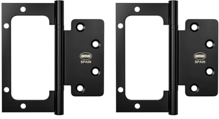 Amig - Pack de 2 Bisagras - 100 x 90 x 2,5 mm - Recomendada para su Uso en Puertas - Apertura y Cierre Silencioso - Acero Inoxidable Negro Mate - Incluye Tornillería