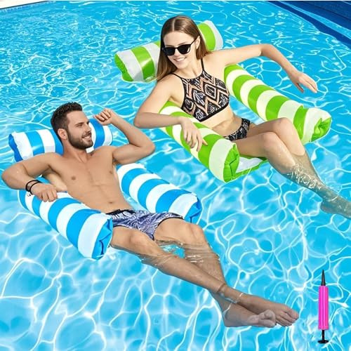 2 Stück Luftmatratze Pool, Aufblasbarer Sessel, Wasserstuhl mit Rückenlehne und Armlehnen, Schwimmsitz, Poolsitz, Wasser Relaxstuhl, Sonnenstuhl