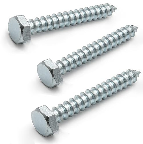 AMLOOPH M8 x 30mm Coach Screws, 10pcs Heavy Duty Hex Head Lag Bolts 30mm | Zinc Plated Steel Half Thread M8 Self-Tapping Wood Screws for Wood, Brick & Masonry Fixing – Fence, Shelving, Decking