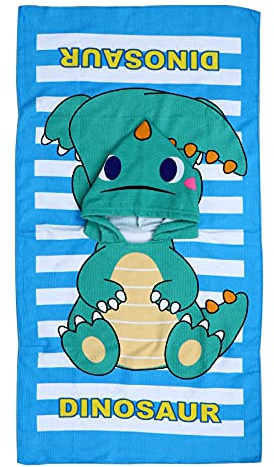 Milisten Poncho Toalla Infantil con Capucha Dinosaurio Verde - Toalla de Microfibra de Secado Rápido para Niños - Capa de Baño Playa Piscina y Hogar con Cierre Lateral Seguro