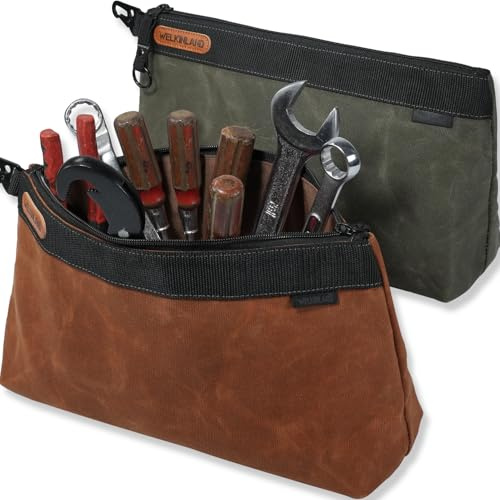 WELKINLAND 2er-Pack robuste Werkzeugtaschen aus gewachstem Segeltuch, 35,6 cm Werkzeugtasche