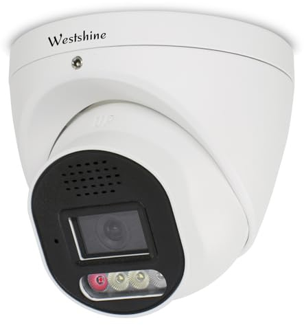 WESTSHINE Telecamera IP PoE 5MP, rilevamento persone/veicoli, deterrente attivo, telecamera di sorveglianza esterna con visione notturna colori, metallico grandangolare IP66(scheda SD non inclusa)