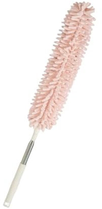 mophrati Brosse à poussière Facile à Nettoyer, Couvercle Amovible pour Un Nettoyage Pratique pour la Maison, Nettoyeur de poussière de 130cm Maximum, durabilité du plumeau, Rose