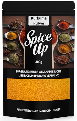 Spice Up Kurkuma Pulver 300 g – Feines Kurkumapulver – Kräftig & gesund – Für Currys, Smoothies, Golden Milk & Naturkosmetik – 100 % naturrein, vegan & ohne Zusatzstoffe – Aromafrisch verpackt
