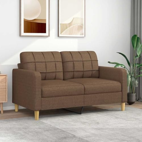 Qnhdfrt Zweisitzer Sofa Braun 140 cm Stoff mit Metallgestell für Wohnzimmer Balkon Jugendzimmer Modernes Design Bequem und Langlebig