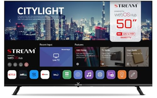 Stream System - WebOS TV Smart 50 8.1, UHD 4K, télécommande LG Magic, HDR10, sans Cadre, Commande vocale Compatible avec (LG Thinq AI + Alexa) Mode Hôtel Inclus - Modèle WSTRU5024TEX