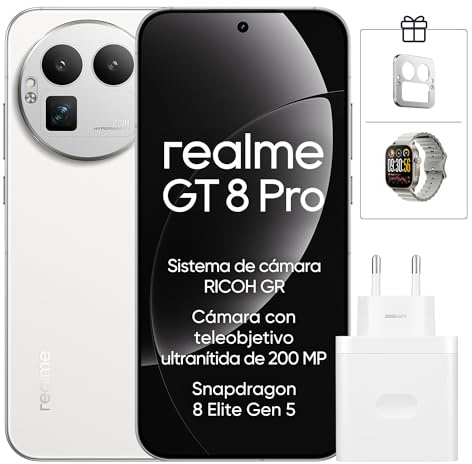 realme GT 8 Pro Smartphone, 5G Android Téléphone Portable, 16+512 GB, Procesador Snapdragon 8 Elite Gen 5, 6.79 2K Écran, QHD+ AMOLED 144Hz, Cámara de 200 MP, 7000 mAh (Version UE)