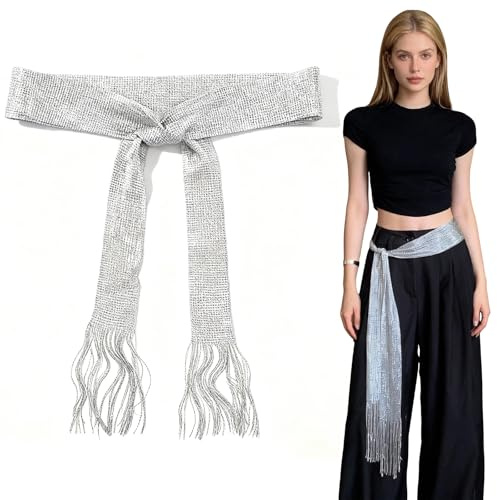 MIUPOO Kettengürtel Silber,Gürtel für Kleider Damen Elegant Silber,Verstellbarer Modegürtel für Damenkleider,Damen Mode Taillengürtel Passend zu Damenkleidern,1 Stück.