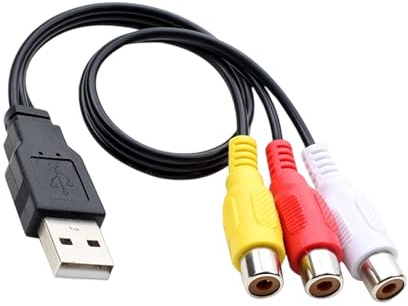JTQYFI Connettore USB su presa 3RCA AV Video cavo audio connettori modellati scarico della trazione per angoli stretti USB AV adattatore composito