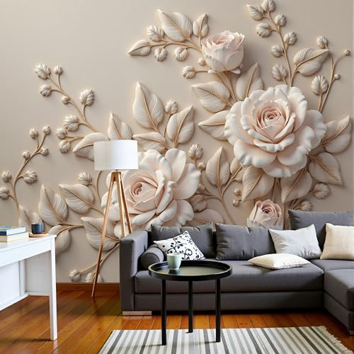 Carta Da Parati Effetto 3D Peonia Squisita 400×280cm, Fotomurali Non Tessuto XXL, Decorazione Poster Arte Murale Romantico Sollievo per Casa Ufficio Camera Letto Soggiorno
