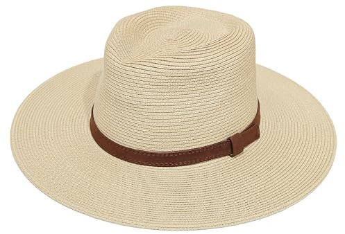 Wildarms Sombrero Panamá de Paja Unisex - Transpirable con Protección Solar UV, Ligero y Ajustable, Diseño de ala Plana. Ideal Playa y Viajes