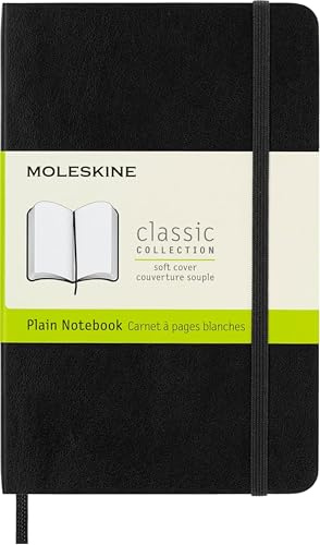 Moleskine Classic Notebook, Taccuino con Pagine Bianche, Copertina Morbida e Chiusura Elastica, Formato Pocket 9 x 14 cm, Colore Nero, 192 Pagine