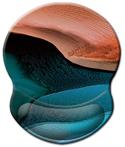 ITNRSIIET Tapis de souris ergonomique avec repose-poignet en gel, surface lisse, base antidérapante en PU, confortable, soulage la douleur, 22,1 x 18,3 cm, motif marbre abstrait