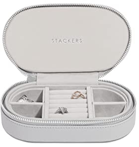 Stackers Schmuckkästchen, oval, Kieselgrau, für Reisen