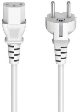 Hama | Cable de Alimentación para PC y Monitores | Enchufe Schuko a Conector C13 de 3 Pines | Cable Extra Largo de 5 m | Color Blanco