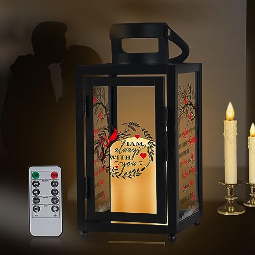 YUNGCHI 9.8-Inch Memorial Lantern with Timed LED Candle Sympathy Gift