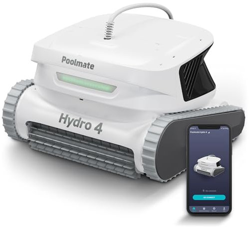 Poolmate Hydro 4 Inground/Above Ground Pool Cleaner Robot for Floors, Walls & Waterlines, WiFi/Bluetooth Control, 50ft Cord, 4.1L Top Load Filter Basket