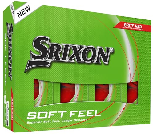 Srixon Soft Feel Brite - Pelotas de Golf de Alta Visibilidad y Tacto Ultra Suave | Distancia Larga y trayectoria Estable | Control de spin y rápida localización | Naranja/Rojo/Verde