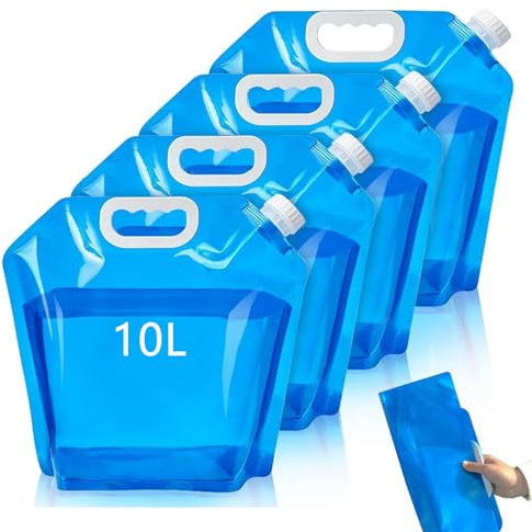 YEWCEP 4 Stück Wasserkanister, Tragbare Wasseraufbewahrungsbeutel, 10L, Auslaufsicherer, Gefrierfähiger Camping-Trägertank für Den Außenbereich für Sport, Camping, Wandern, Picknick