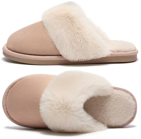 Donpsps Damer tofflor för män vinter Memory Foam Fluffig Mjuk Varm Slip On House Mocka, Fårskinn Mysig plysch för inomhus utomhus