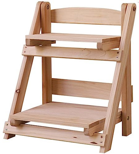 Support pliable à 2 étages en bois pour plantes intérieur/extérieur, étagère à fleurs, échelle d'exposition pour la maison, le salon, le balcon, finition naturelle, design polyvalent et peu encombrant