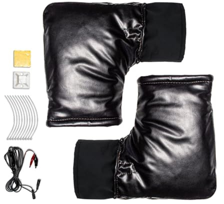 Dmuzsoih Manguitos de Manillar para Moto en Invierno – Mitones de 12 V Impermeables al Viento | Guantes de Manillar calefactores e Impermeables para Moto de Nieve, para Scooter, Ciclismo, Ciclismo