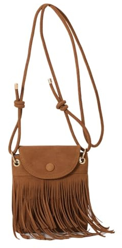Lyivisk Kleine Handtasche mit Quaste, Boho Tasche Damen, Hippie Kostüm Damen Crossbody Bag, 70er Jahre Outfit Umhängetasche, Karneval Mode Accessoires