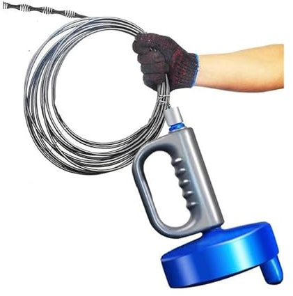 Abflussrohr-Baggerreiniger, 15 m Federstahldraht, handgekurbeltes Druckwerkzeug for Toilettenbecken, Küchenspüle, Kanalisation(15M)