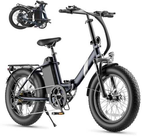 Touroll S3 Pro E-Bike Klapprad mit 1296Wh Akku bis 195km Reichweite, 20x3.0 Zoll Fat Tire Elektrofahrrad Herren Damen, 250W Motor mit 50Nm Drehmoment, Ebike mit Federgabel & Gepäckträger, StVZO Konfor