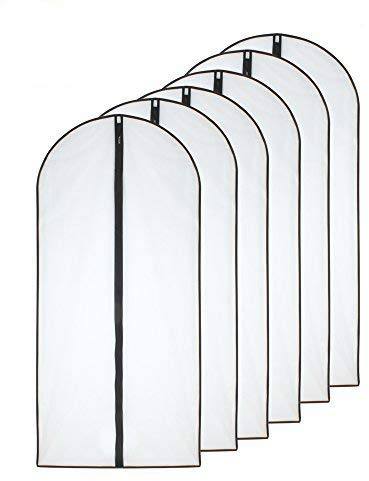 HomeClean Mottenfeste Kleidersäcke 60cm x 100cm (Packung à 6) Schwarze, seitlich atmungsaktive, durchsichtige Taschen mit durchgehendem Reißverschluss zur Aufbewahrung von Kleidung