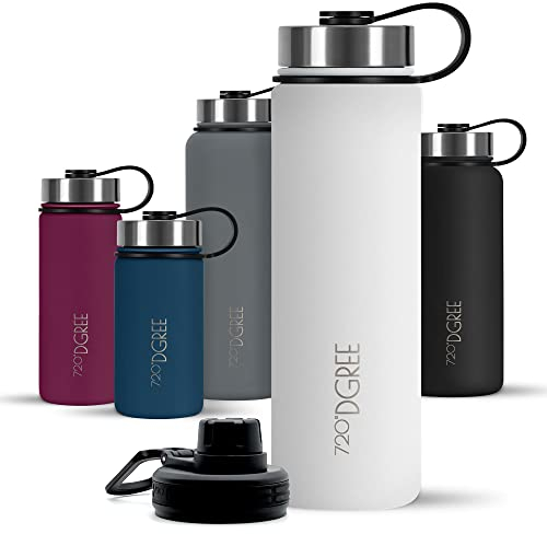 720°DGREE Edelstahl Trinkflasche 950ml “noLimit” - Auslaufsicher, Kohlensäure geeignet, BPA-Frei - Thermosflasche, Isolierflasche mit Schraubverschluss für Sport, Fitness, Outdoor +Gratis Sportdeckel